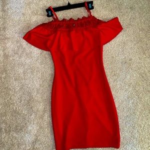 BCX Ruby Red Shoulder Dress